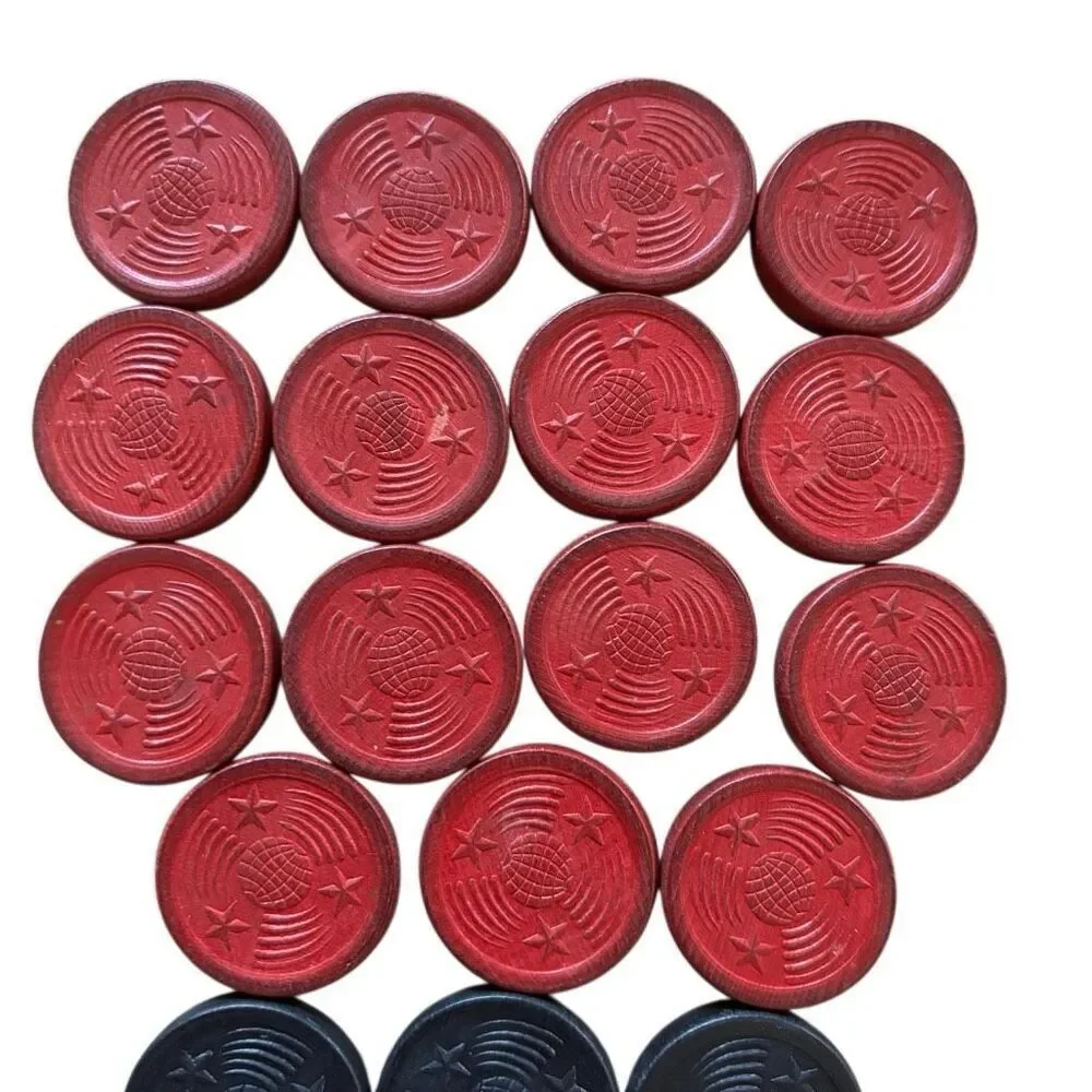 Vintage Halsam Comet 30 Wooden Red & Black Checkers